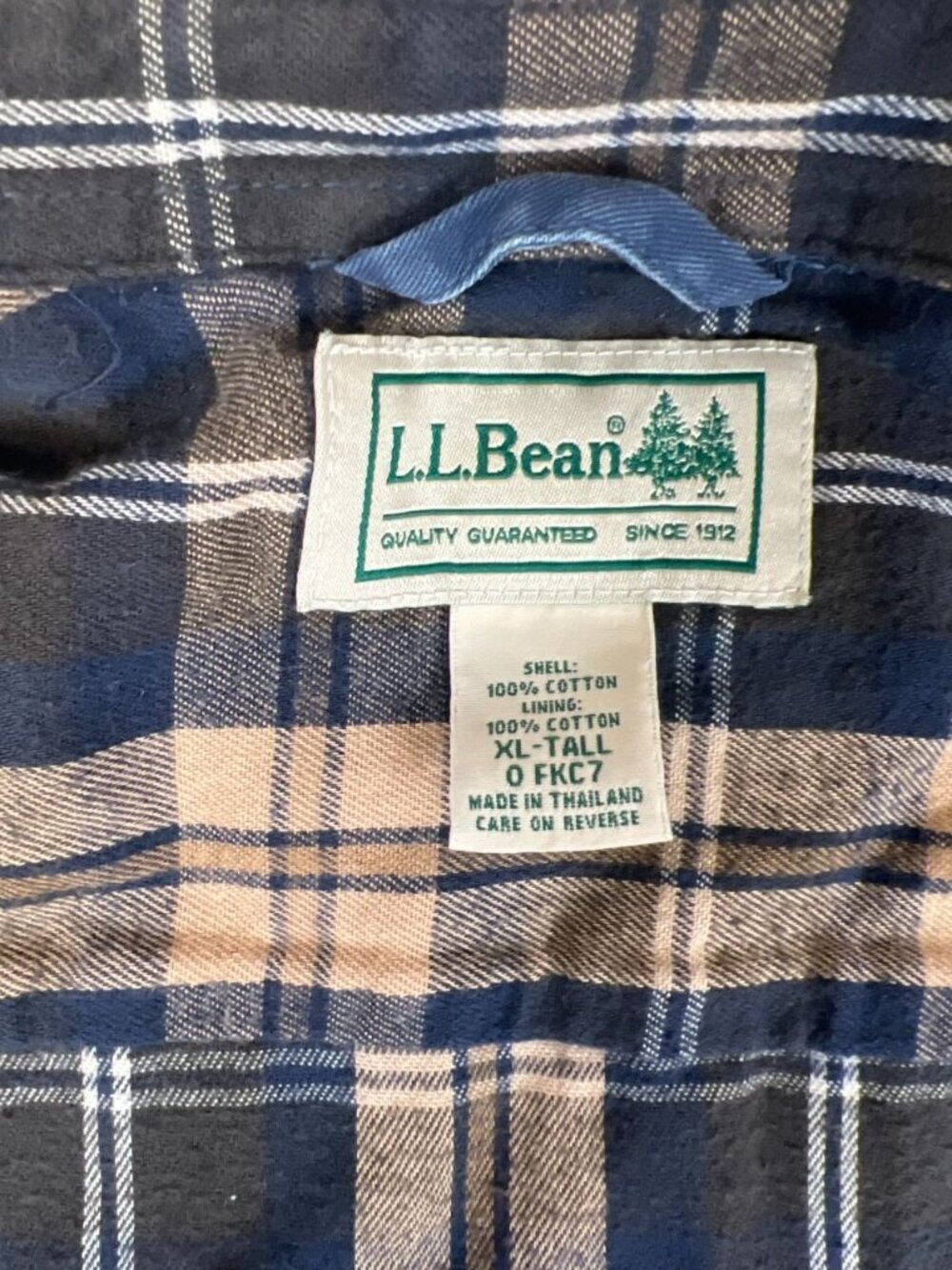 L.L. Bean Hurricane Shirt Jacket Mens XL Tall Blue Flannel Lined Cotton Twill - Picture 3 of 8